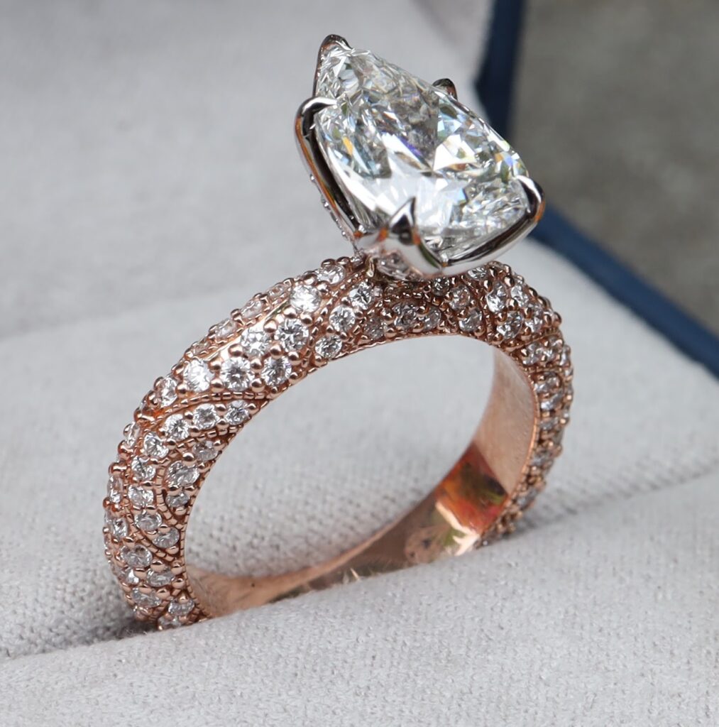 rose gold custom engagement ring 