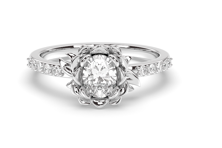 2 carat lab-grown diamond lotus ring.