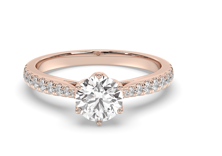 2 carat lab-grown diamond in rose gold.