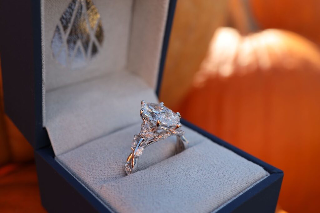 Heirloom-clear lab-grown diamond ring.