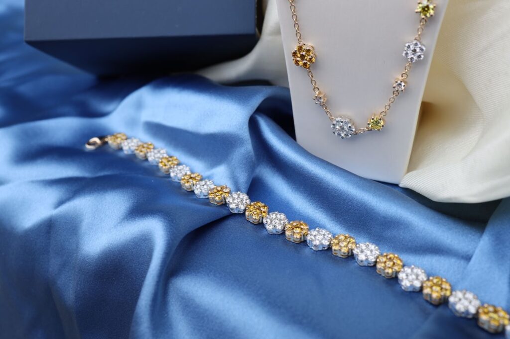 silver and golden jewelry