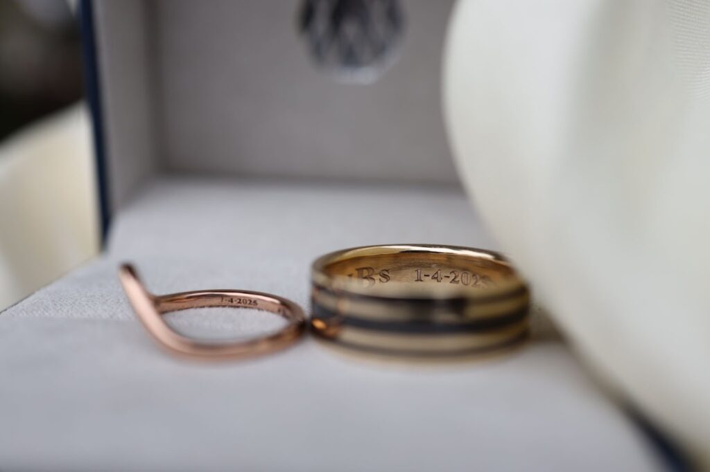 Couple rings with hand engraving.