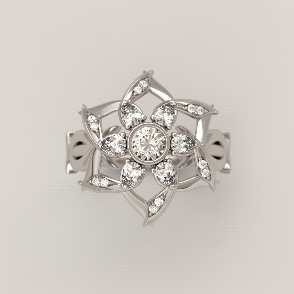 Sculpted petals custom jewelry design.