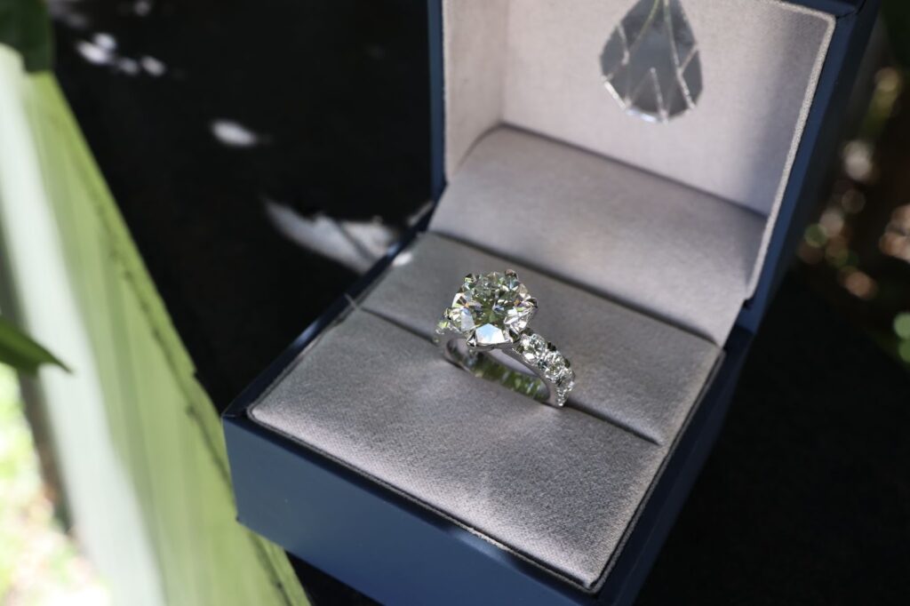 Moissanite proposal ring, refined light and strength.