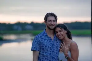 Girl showing her beautiful engagement ring