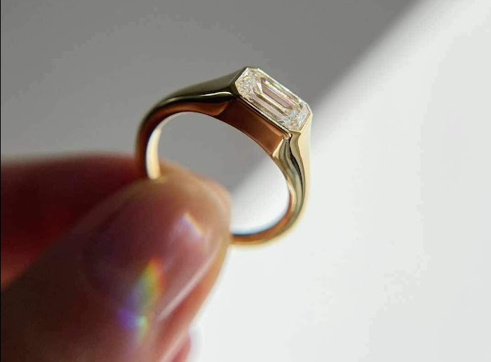 Solitaire engagement ring shaped with quiet precision.