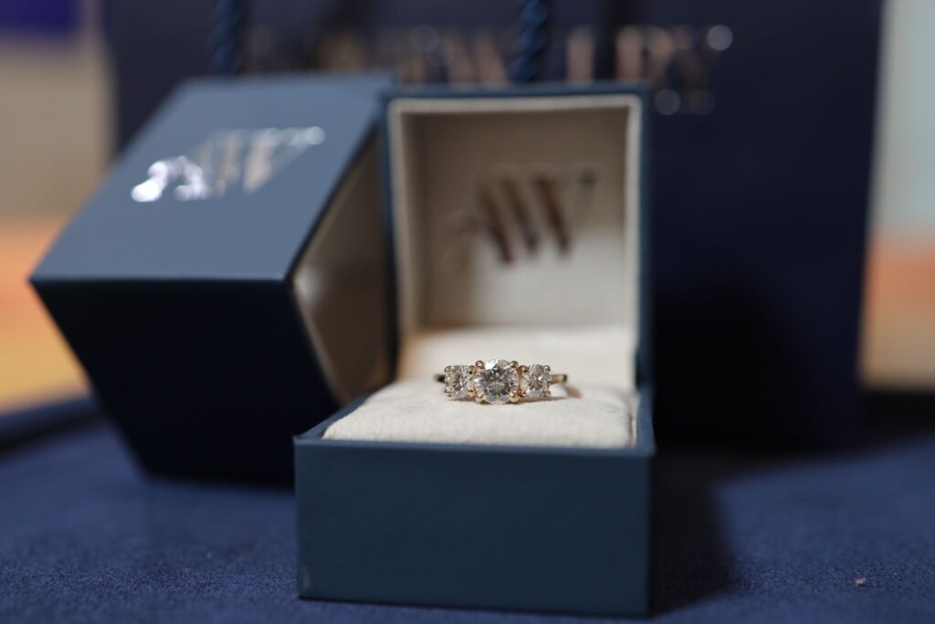 Engagement metal ring chosen for daily comfort.